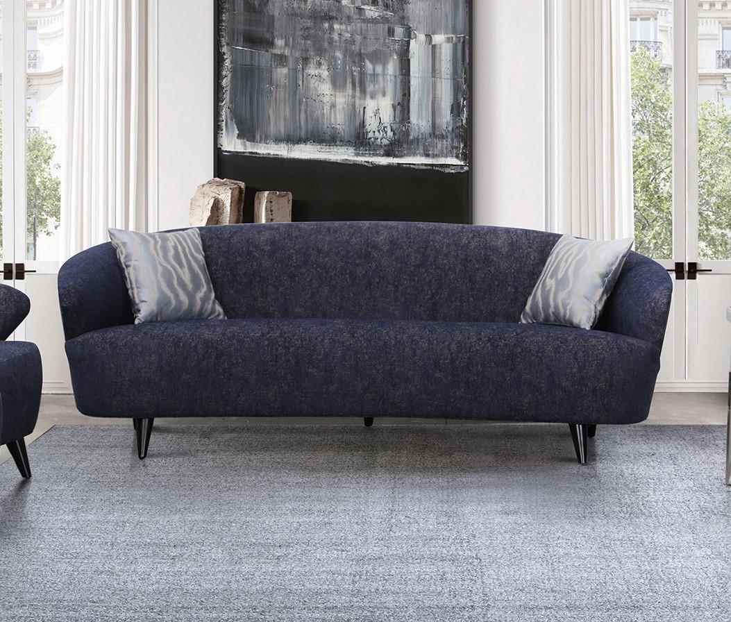 Dark Blue Linen Sofa and Loveseat Set 2 Pcs D630654