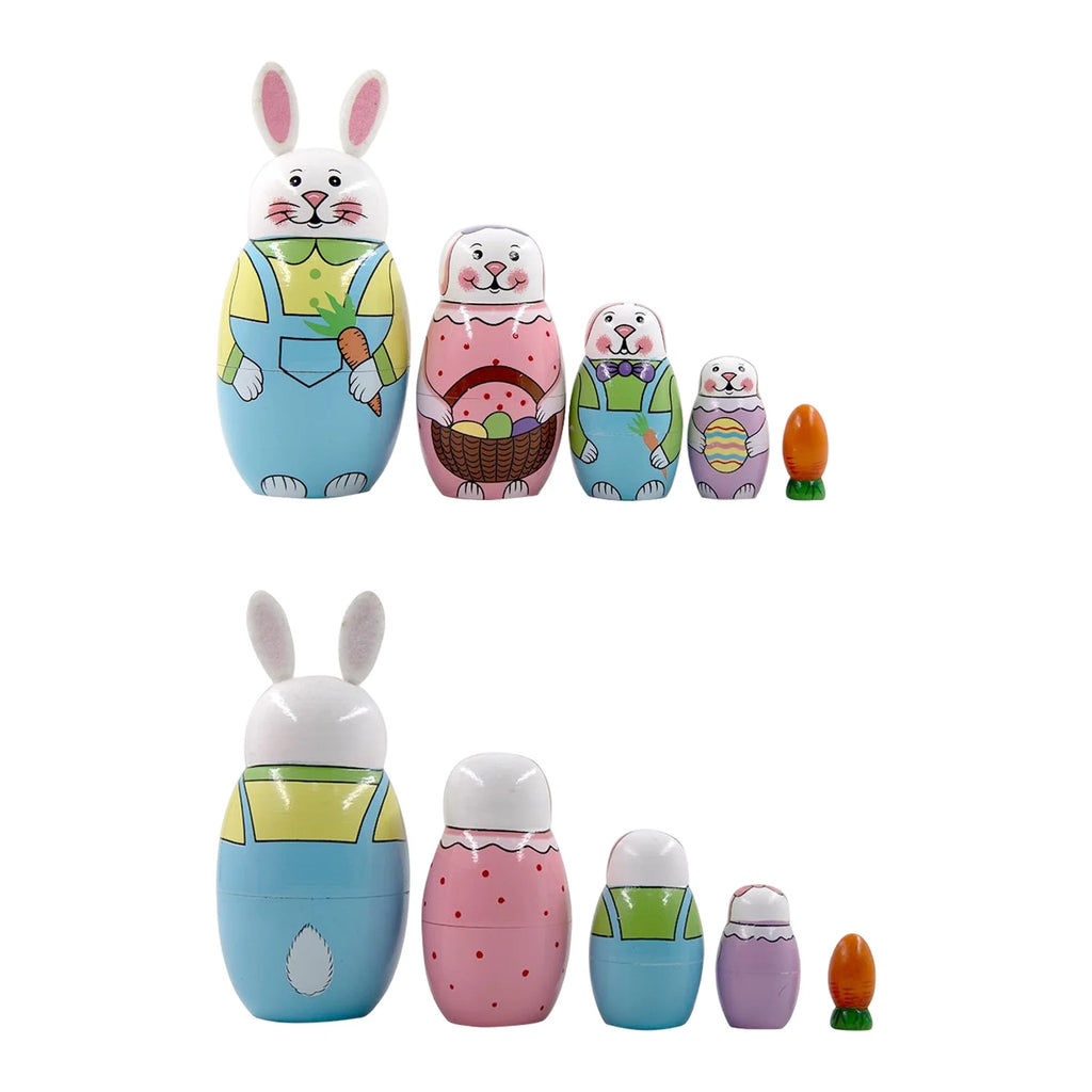 5-Storey Wooden Rabbit Doll Toys I33689