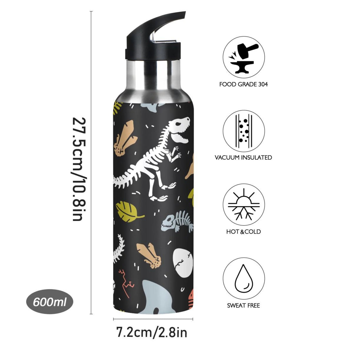 Stainless Steel Vacuum Insulated Water Bottle with Straw Lid 20 OZ Z289370