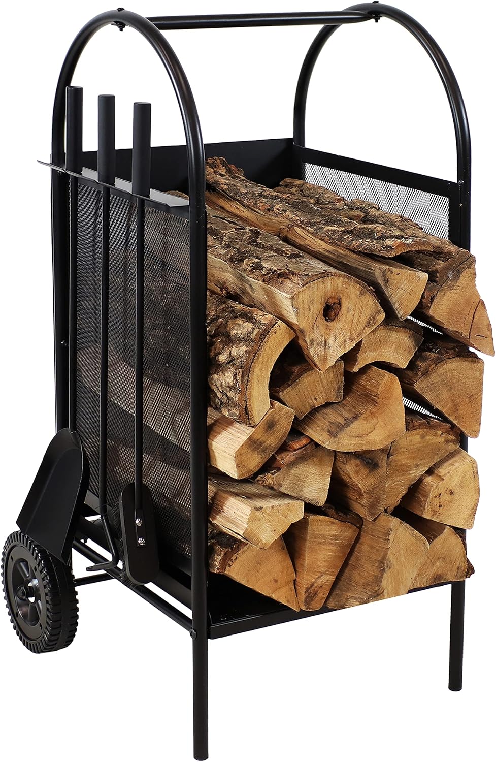 Wrought Iron Firewood Rack with Poker, Shovel and Brush Tools O15091