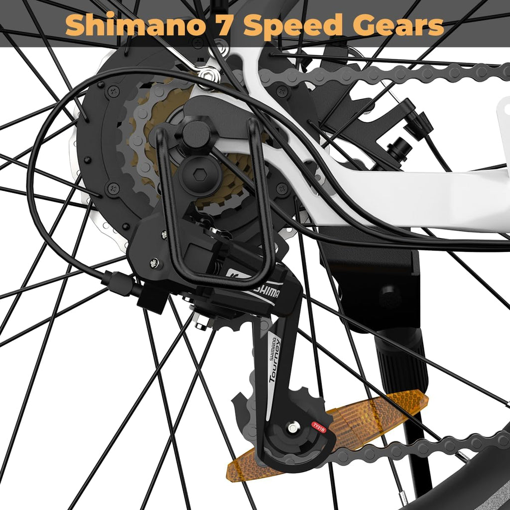 26" Step-Through Electric Bike, Top Speed 20MPH, Front Suspension, Mechanical Disc Brake F1653