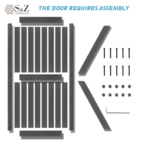 20 in x 84 in Elephant Gray Solid Wood Barn Door with Sliding Door Hardware Kit O13126