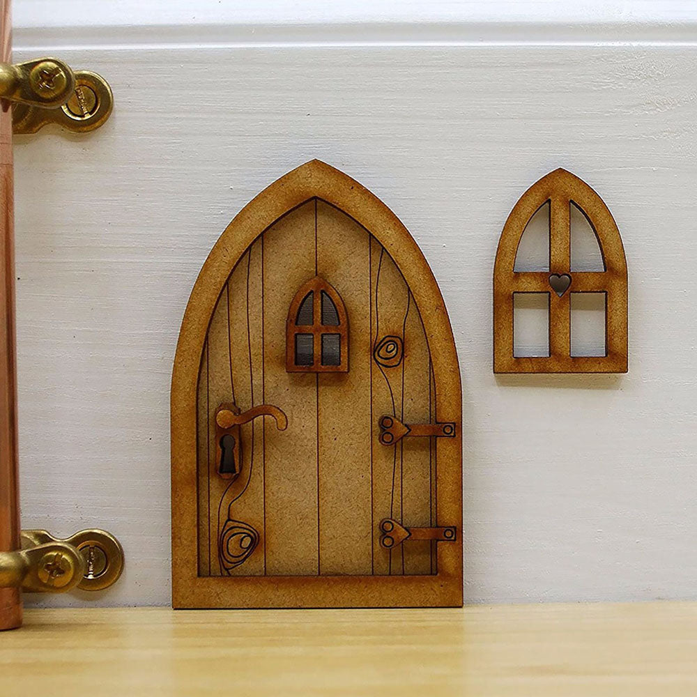 Wood Ornament Doll House Miniature Fairy Elf Door Dollhouse Garden Micro Landscape Wooden Craft Q699132