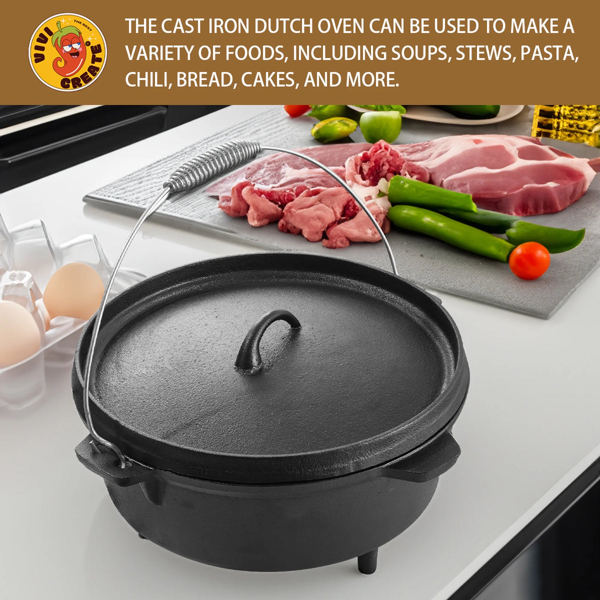 Pre-Seasoned 9-Quart Cast Iron Dutch Oven L48884