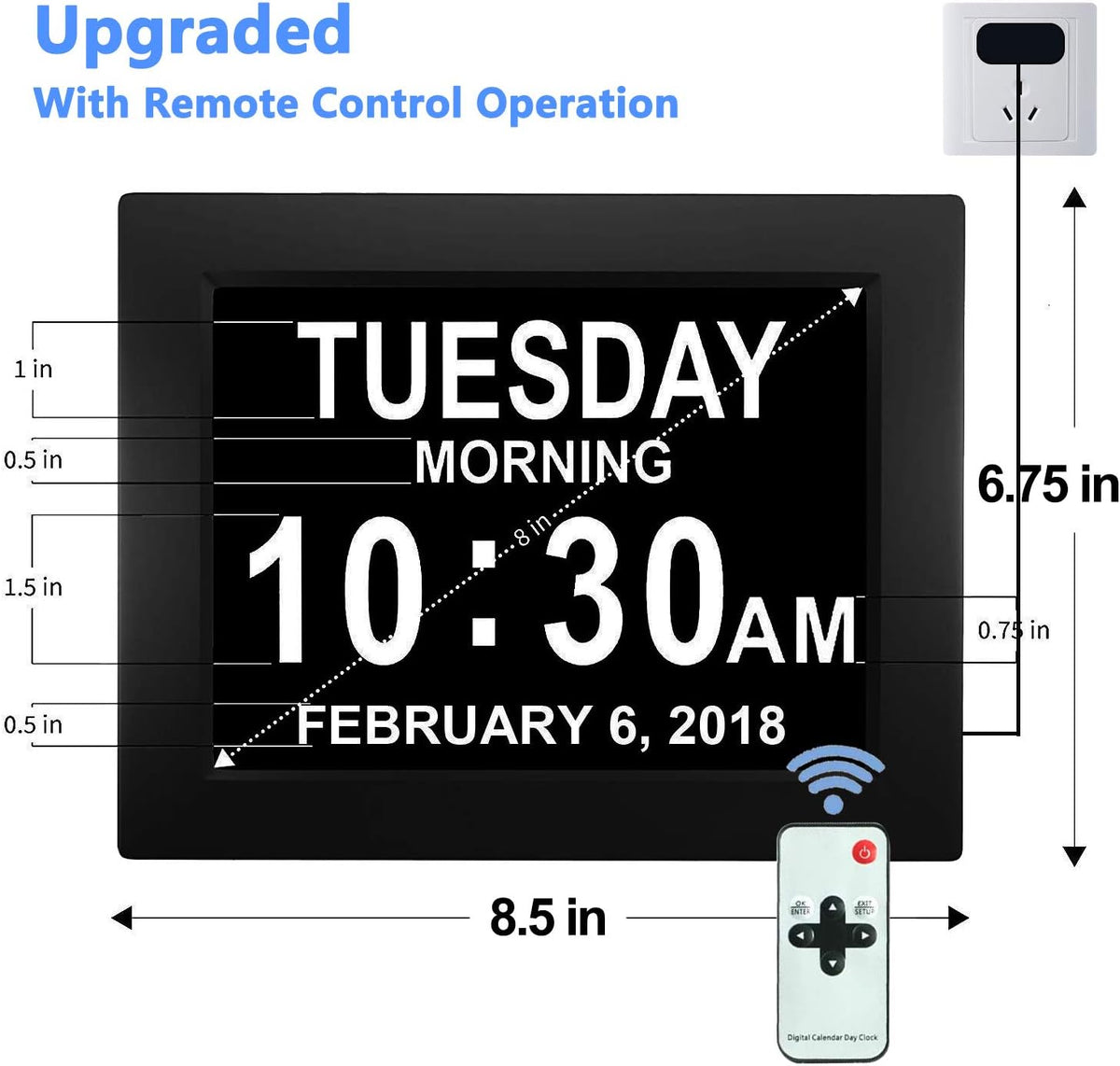 Digital Calendar Alarm Day Clock with Remote Control Z2846