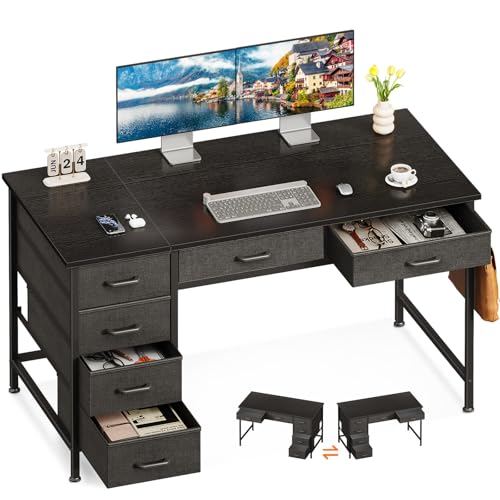 Rustic Brown 40 Inch Computer Desk with 6 Drawers L949