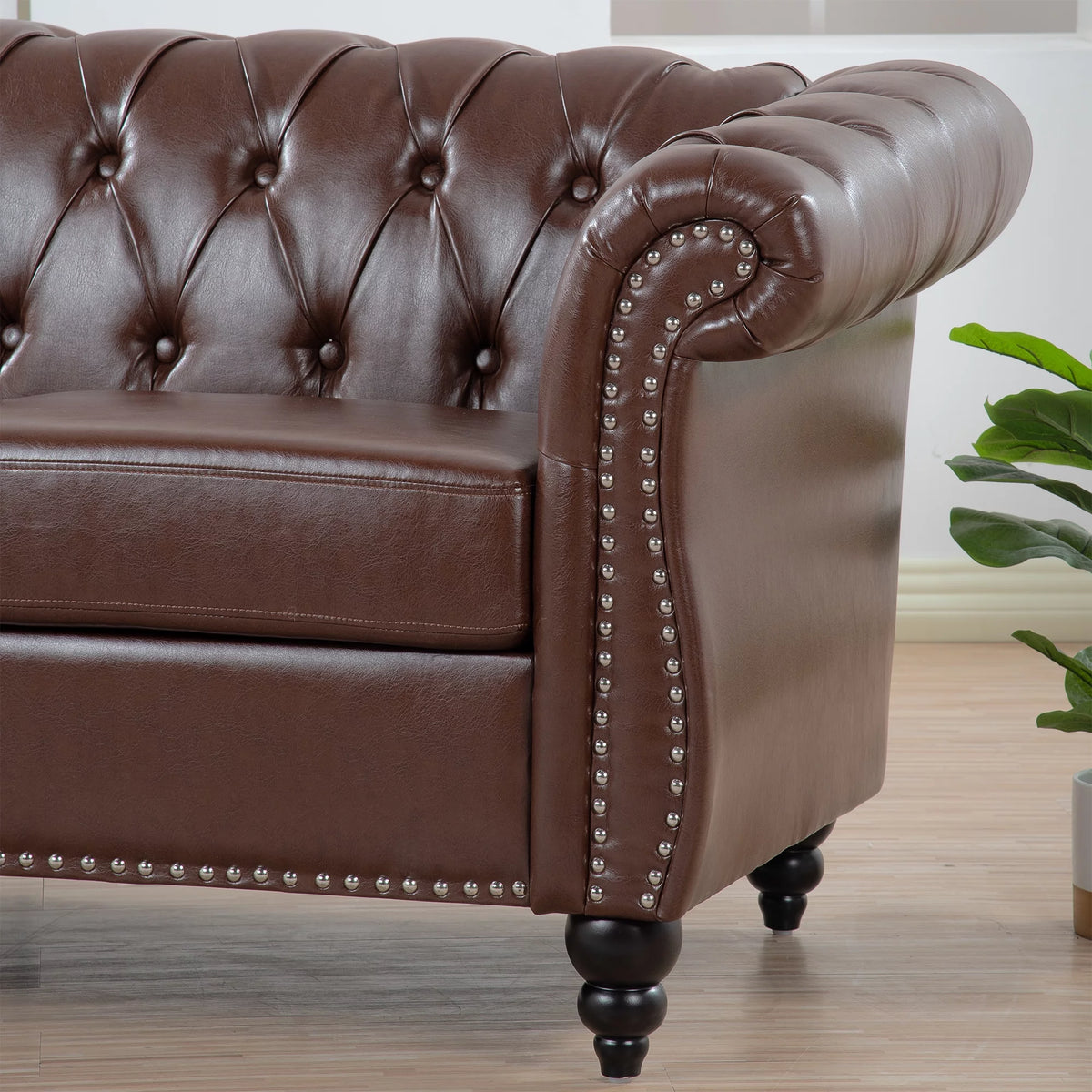 Dark Brown Leather 3-Seater Sofa S3816