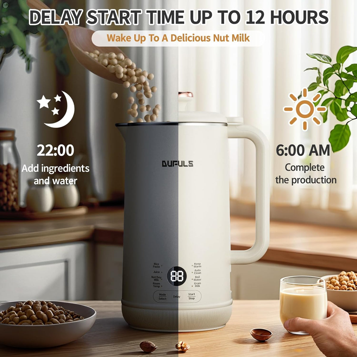 8 in 1 Nut Milk Maker, 40.58oz Soy Milk Maker with 10 Blades N23088
