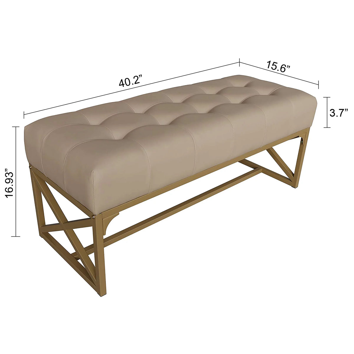 Faux Leather Bench 40.2 Inches Gold Y65026