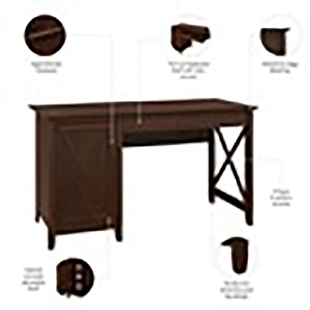 Wood Computer Desk with Storage Cabinet Y65144