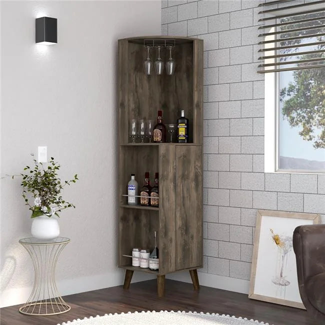 Dark Brown Corner Bar Cabinet T463147