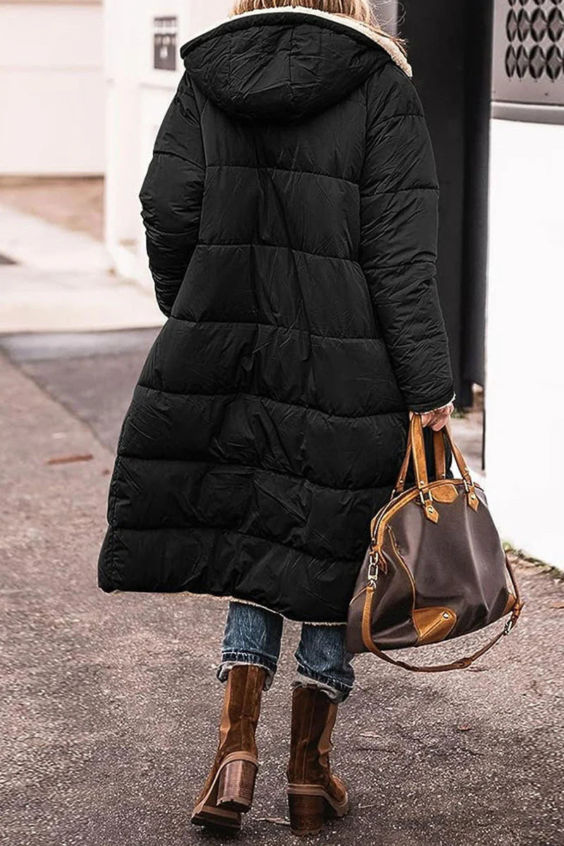 Solid Hooded Collar Outerwear P70984