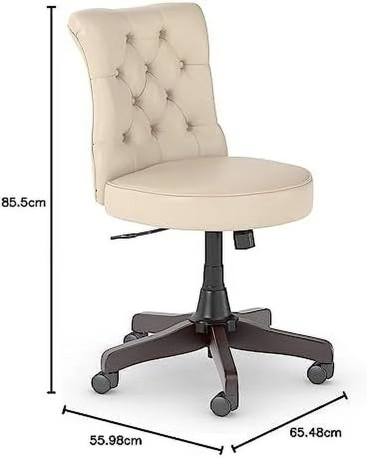 Antique White Leather Mid Back Tufted Office Chair L211929
