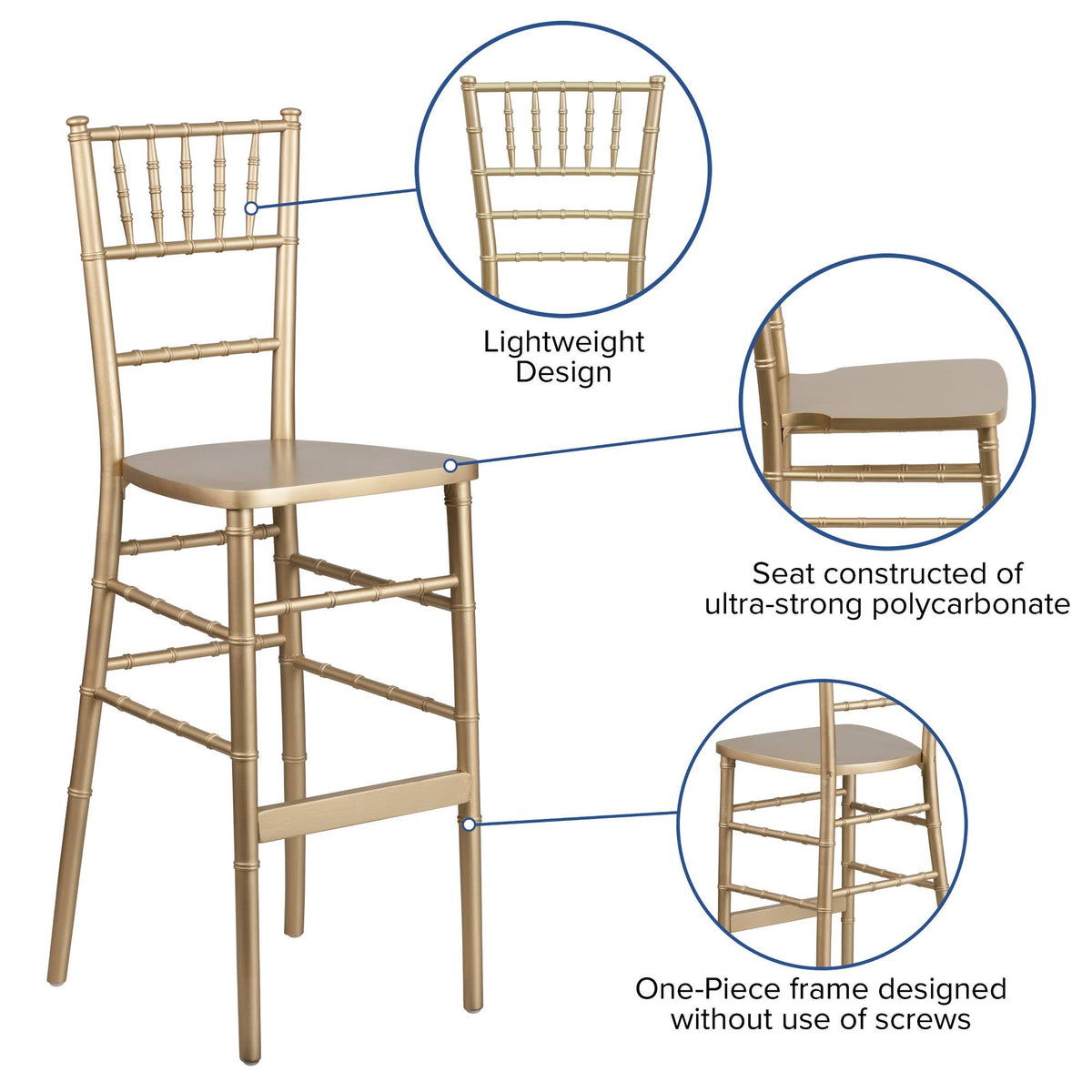 Gold Wood Chiavari Barstool Z9368