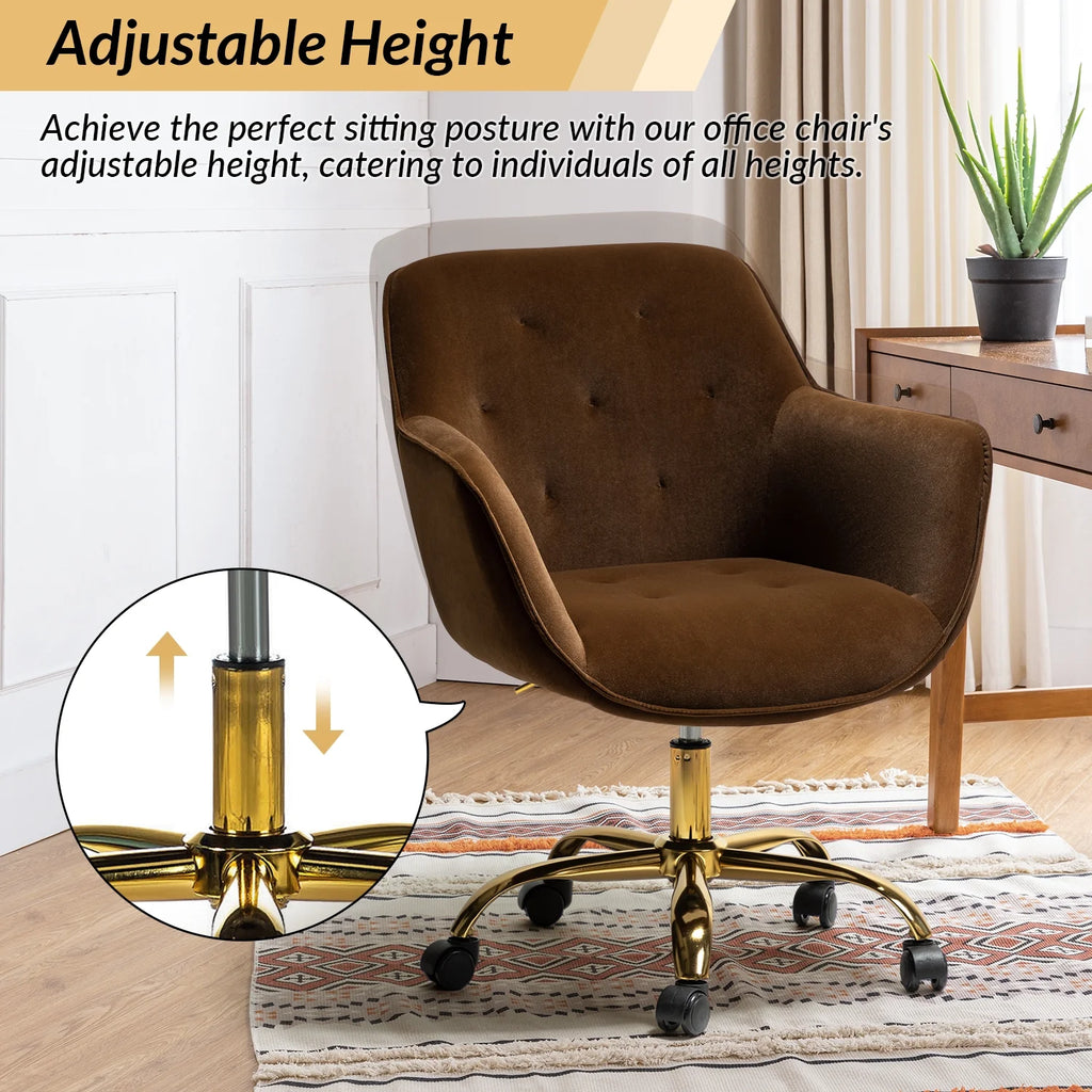 Brown Velvet Tufted Swivel Task Chair X130537