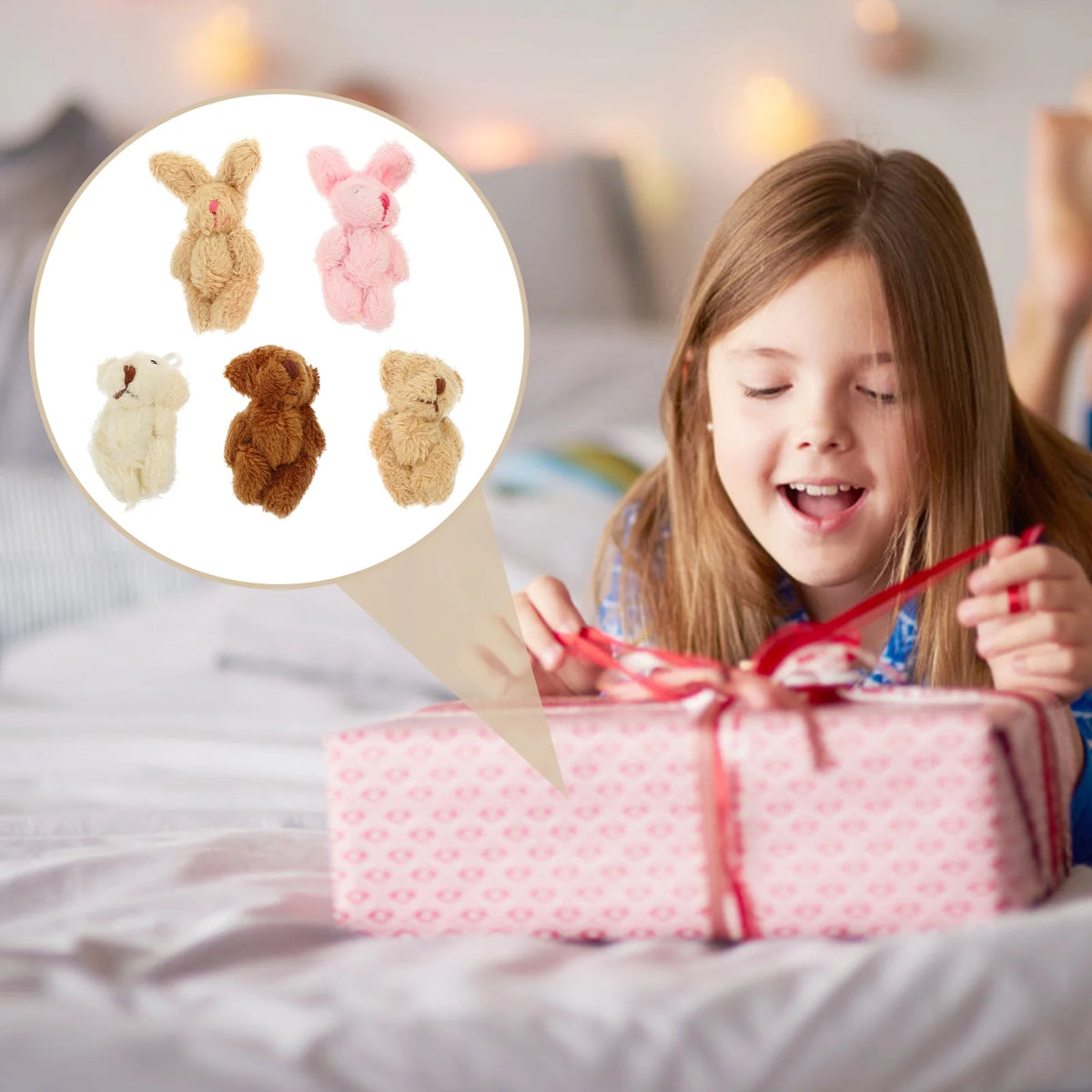 5pcs Miniature Plush Doll Figurines J7345