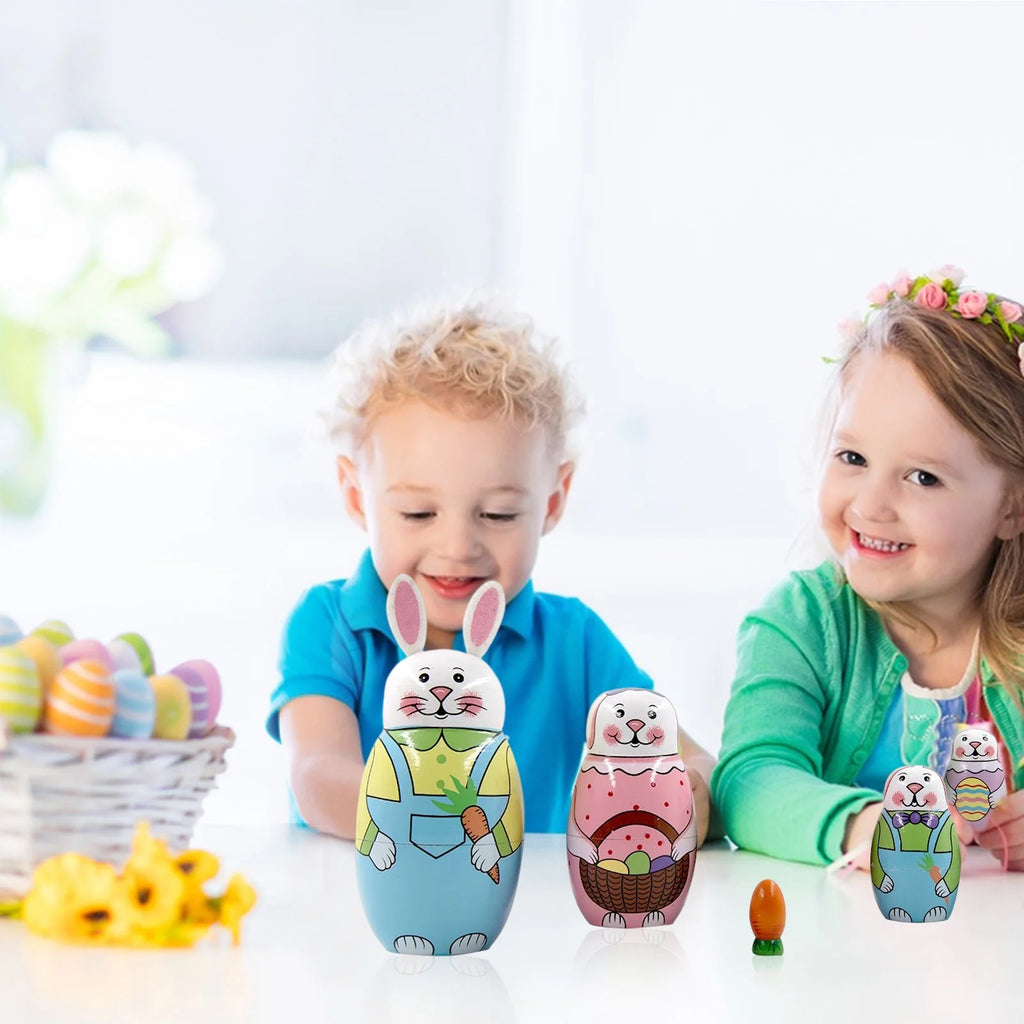 5-Storey Wooden Rabbit Doll Toys I33689
