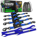Retractable Ratchet Straps 4-Pack 1 Inch x 10 Feet Black L824589