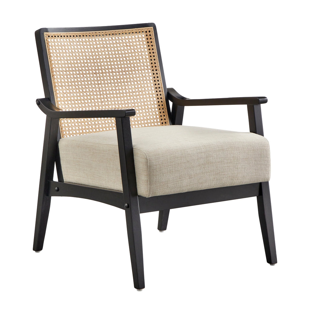 Black Cane and Solid Wood Accent Chair V162874