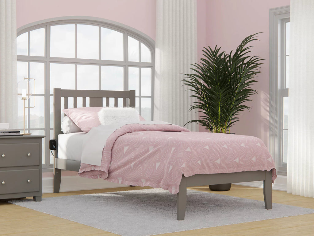 Twin Extra Long Bed with USB Charger in Grey G478882
