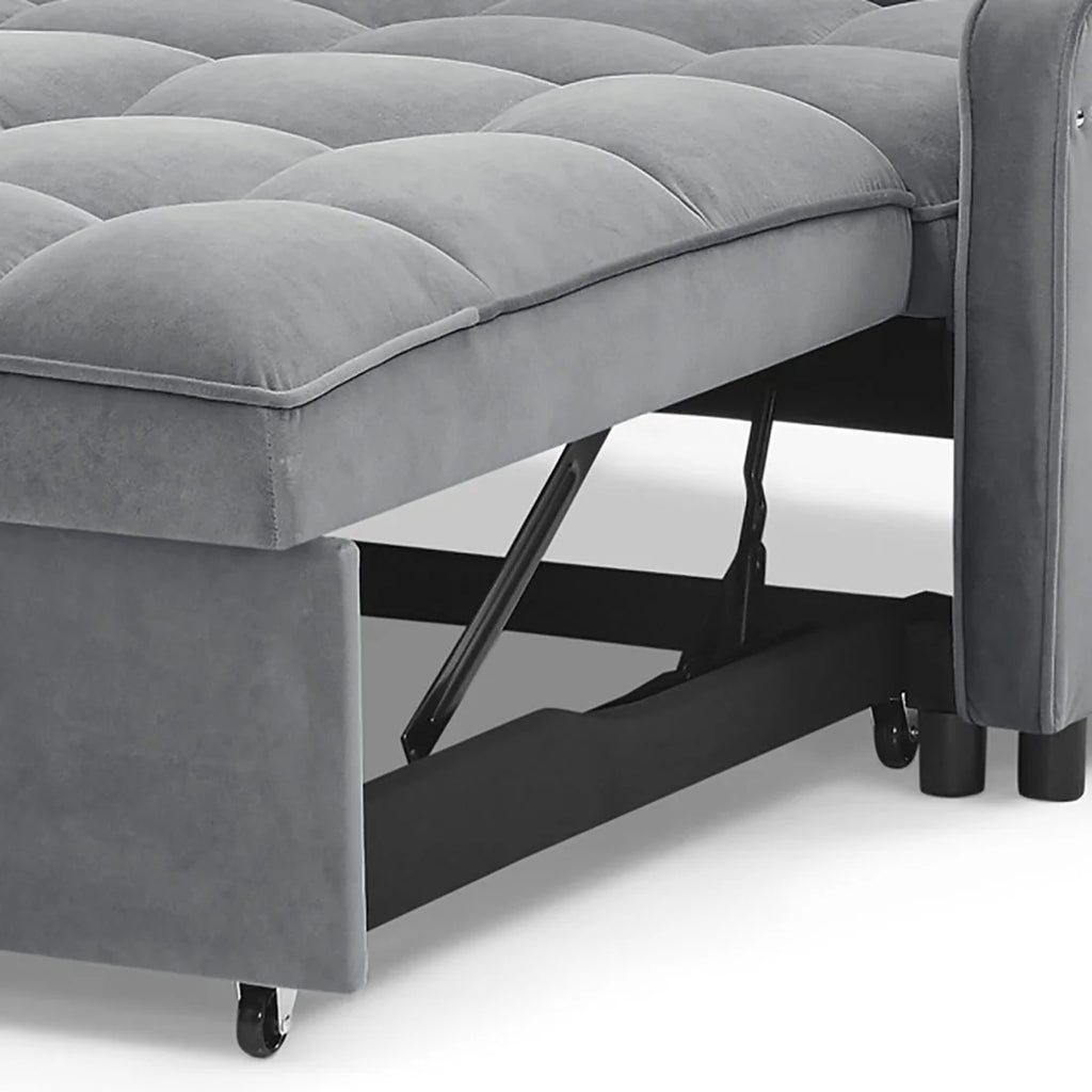 Grey Velvet 2-Seater Sofa Bed H639