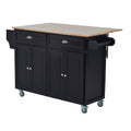 Black Wood Top Rolling Kitchen Island Cart C534