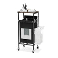 Black Metal Frame Laundry Hamper with Lid and Wheels E8790