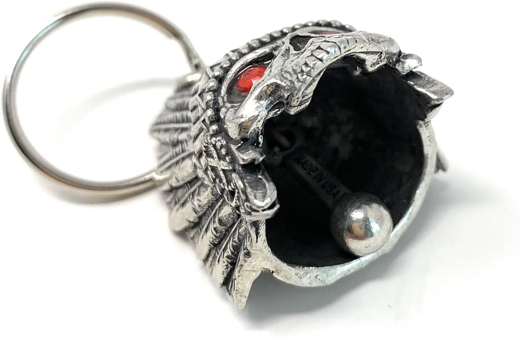 Indian Skull Diamond Bell Motorcycle Biker Bell Accessory Key Chain U19404