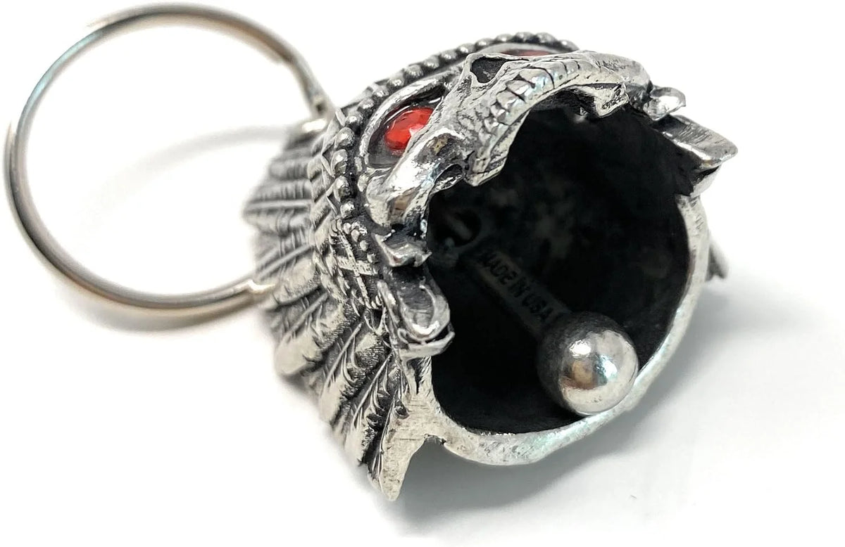 Indian Skull Diamond Bell Motorcycle Biker Bell Accessory Key Chain U19404