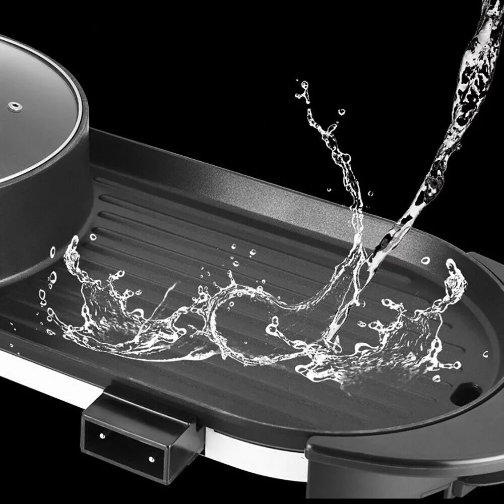 2 in 1 Electric Hot Pot Barbecue Grill Non-Stick Pan B778