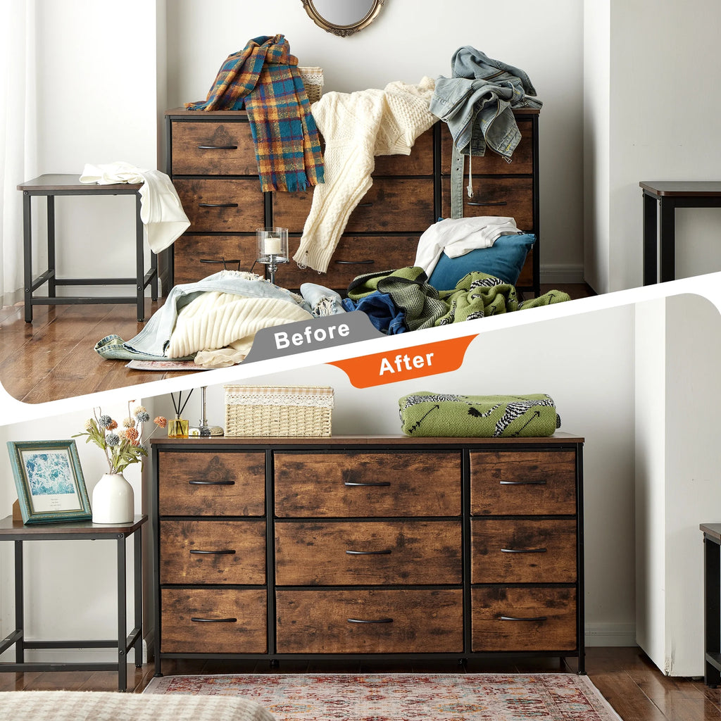 Black 9 Drawer Wide Dresser TV Stand R116