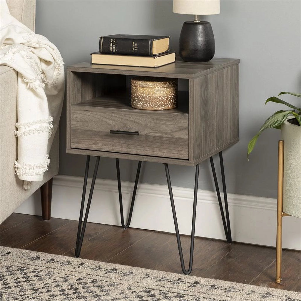 18" Single Drawer Hairpin Leg Nightstand X56119