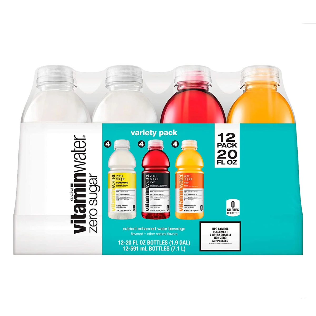 3 Flavor Variety Pack Nutrient Enhanced Flavored Water, 20 Fl Oz Bottles (Pack of 12) Z240