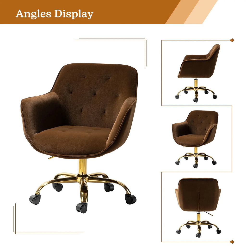 Brown Velvet Tufted Swivel Task Chair X130537