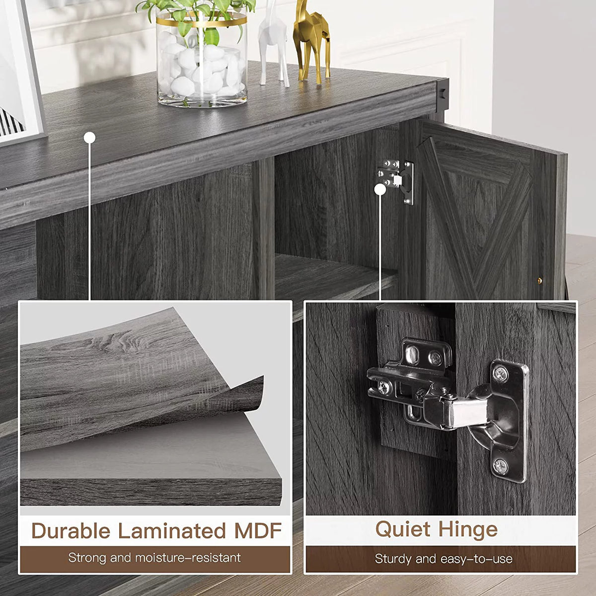 Grey Wood TV Stand with Storage C82795