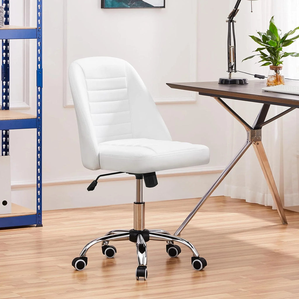 PU Leather Armless Office Chair with Rolling Wheels W26153