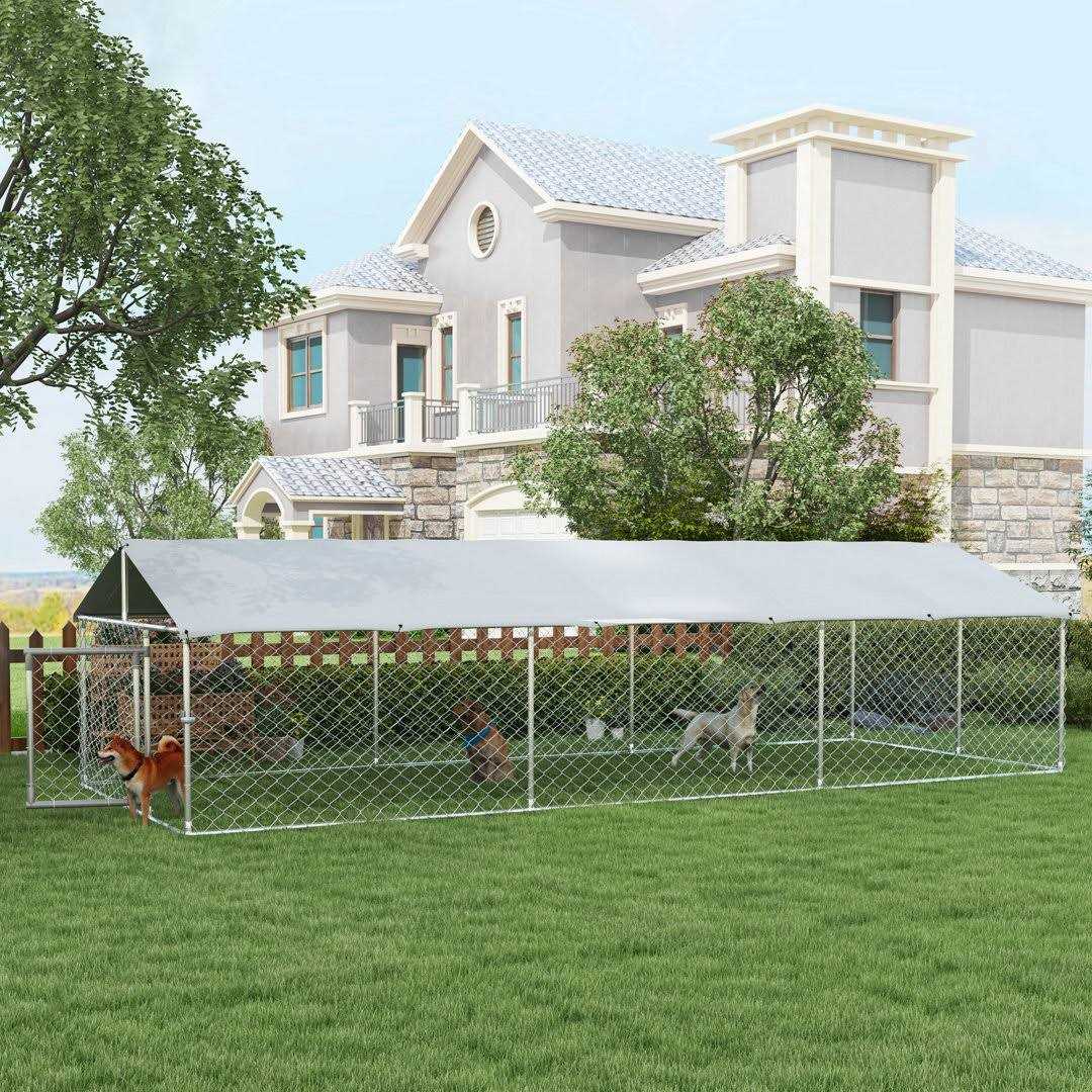 Large Outdoor Dog Kennel with Waterproof UV Resistant Roof A54154