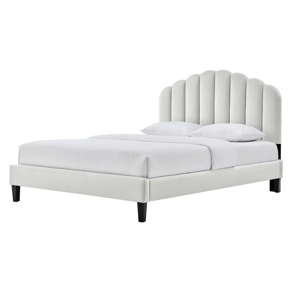 Queen Size Grey Velvet Platform Bed Frame G4940