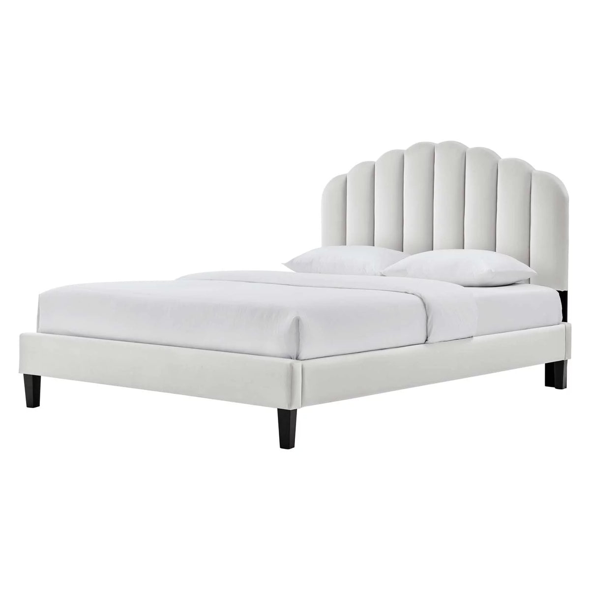 Queen Size Grey Velvet Platform Bed Frame G4940