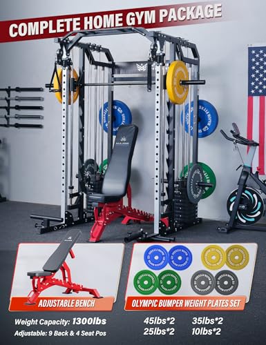 Smith Machines Squat Rack with Cable Crossover Machine Q57323