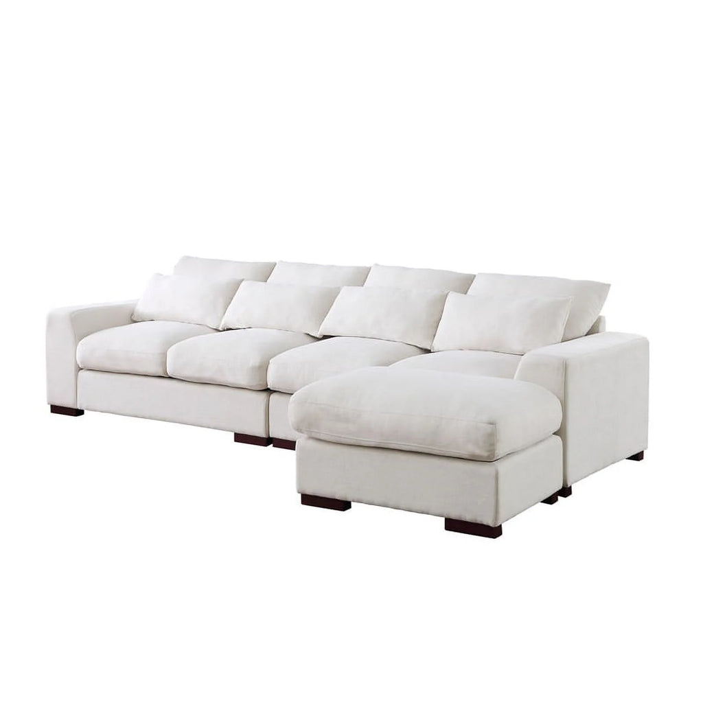 Beige Fabric Reversible Sectional Sofa & Ottoman W74860