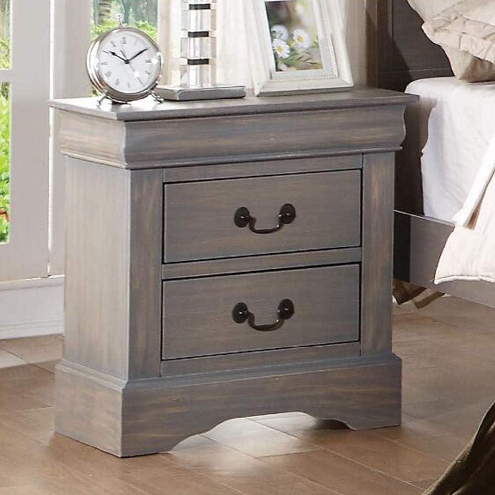 White 2 Drawers Wooden Nightstand P75168