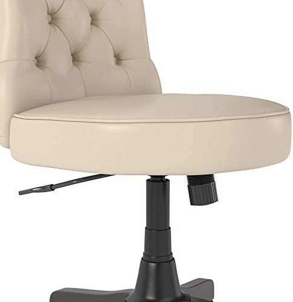 Antique White Leather Mid Back Tufted Office Chair L211929