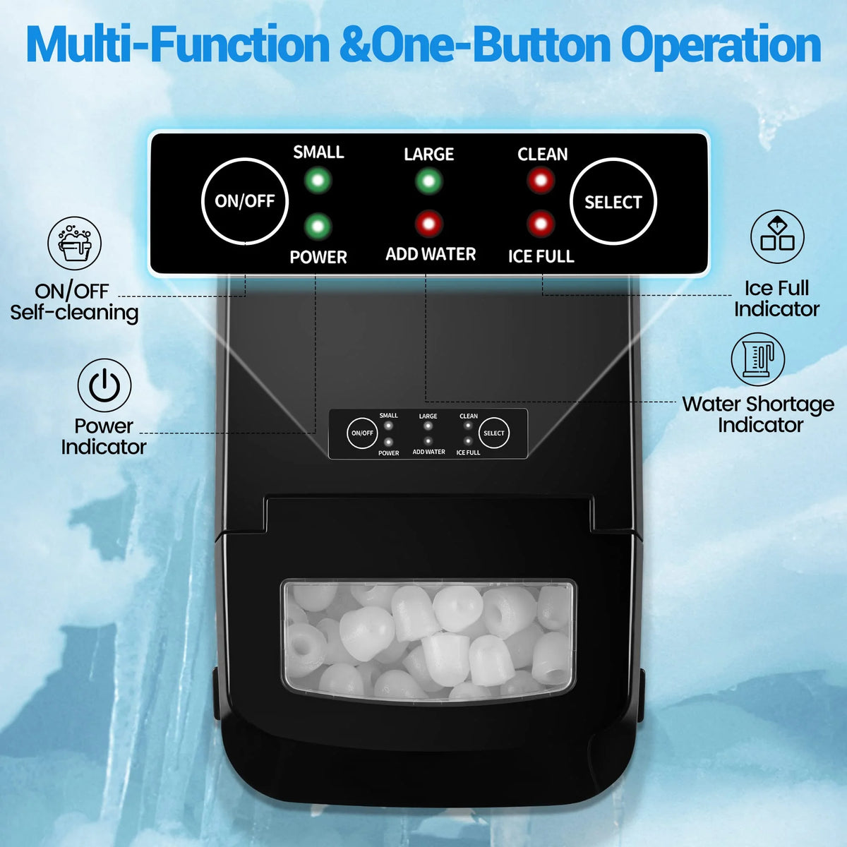 Portable Countertop Ice Maker with Ice Scoop and Basket N234