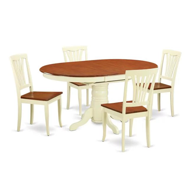 Buttermilk Cherry 5 Piece Dinette Table and 4 Wood Seat Chairs L69859