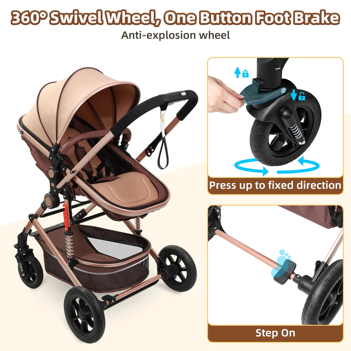 Foldable Reversible Bassinet Baby Stroller R3258