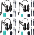 4-Pack XLR Condenser Microphone Bundle with Cardioid Mics, Desk Mount Stands, Shock Mounts, Pop Filters, and Audio Cables W82003