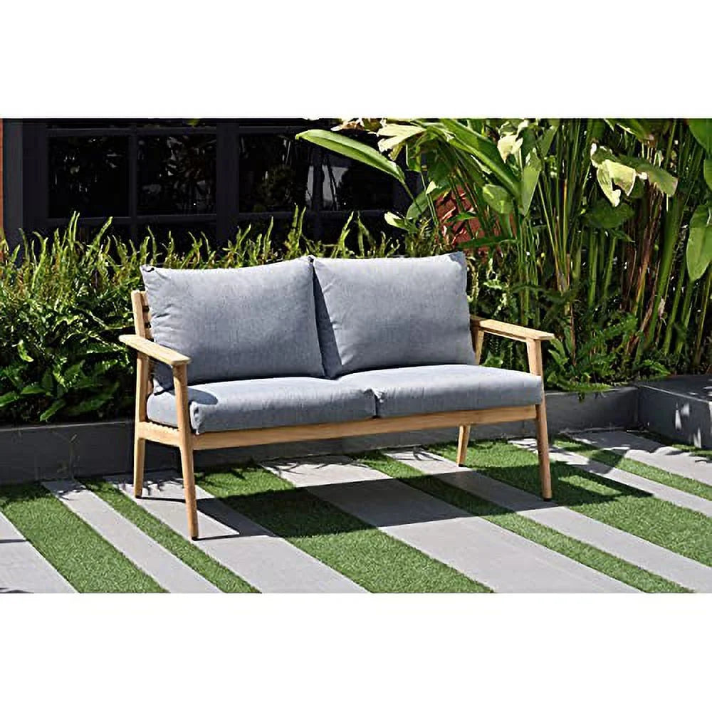 Teak Patio Sofa with Olefin Cushions Q593
