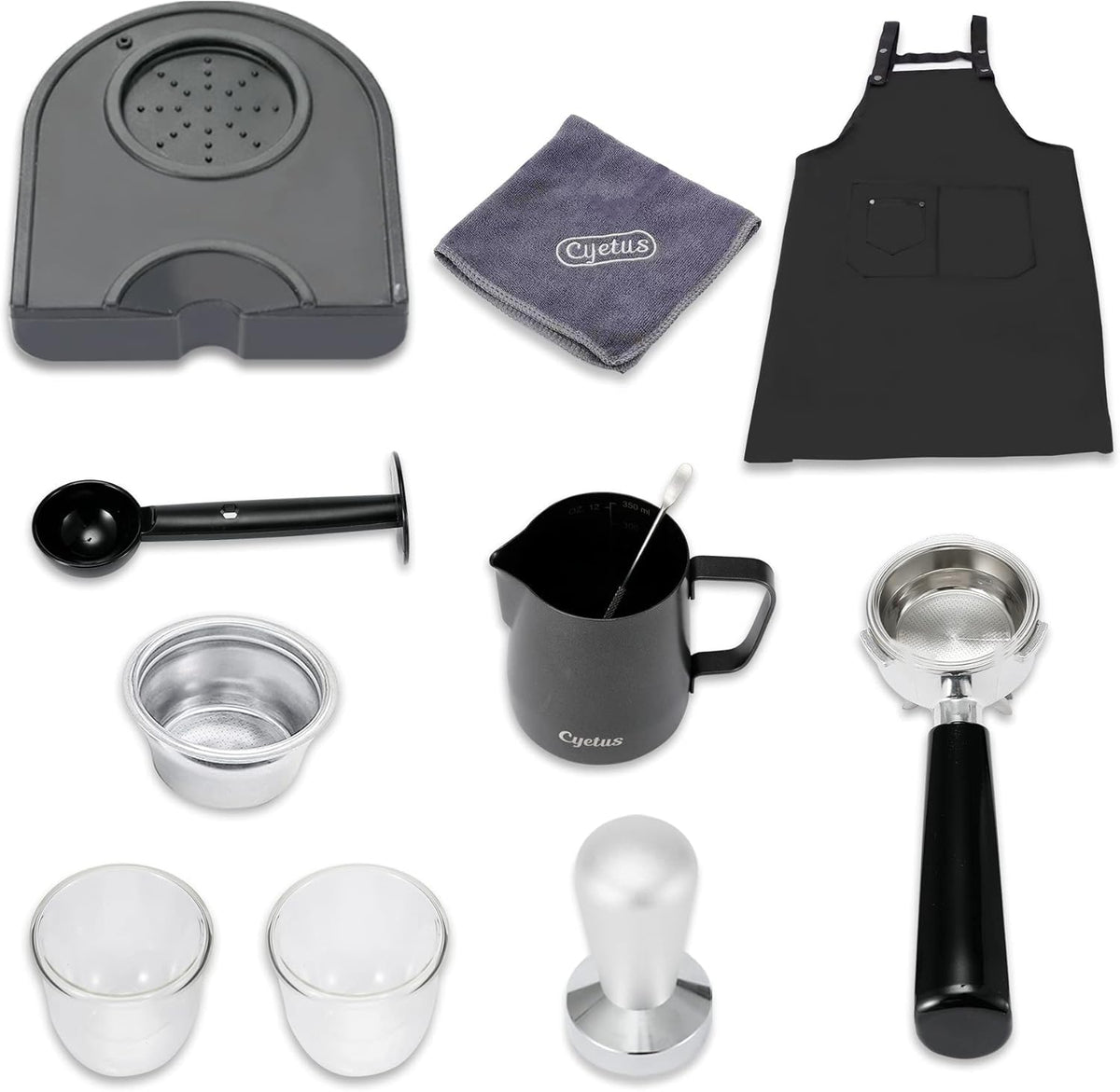 Black Espresso Machine with Milk Steam Frother Wand P492