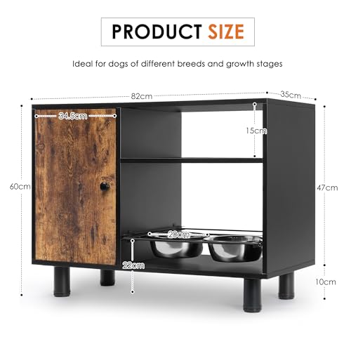 Large Pet Feeder Station with Stainless Steel Double Pull Out Raised Dog Bowls S572153